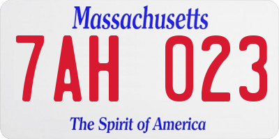 MA license plate 7AH023
