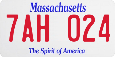 MA license plate 7AH024