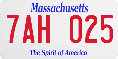 MA license plate 7AH025