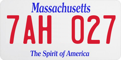 MA license plate 7AH027