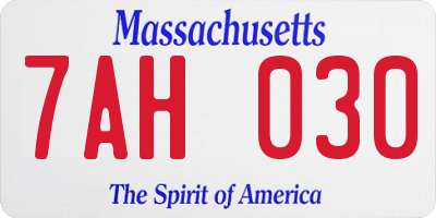 MA license plate 7AH030