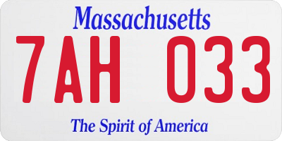 MA license plate 7AH033