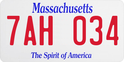 MA license plate 7AH034