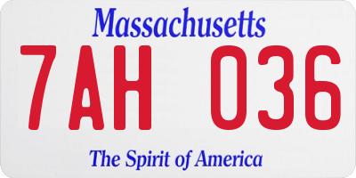 MA license plate 7AH036