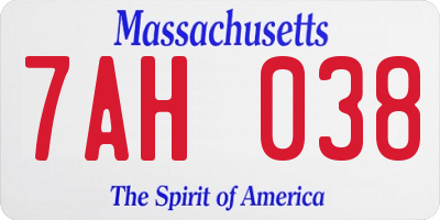 MA license plate 7AH038
