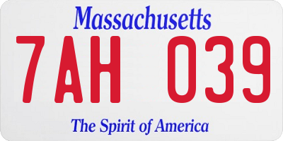 MA license plate 7AH039