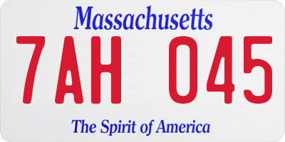 MA license plate 7AH045
