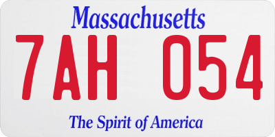 MA license plate 7AH054