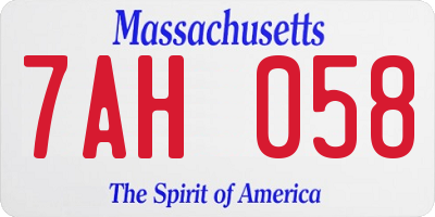 MA license plate 7AH058