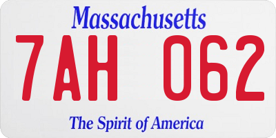 MA license plate 7AH062