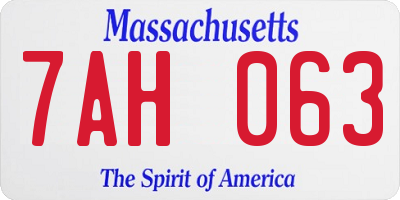 MA license plate 7AH063