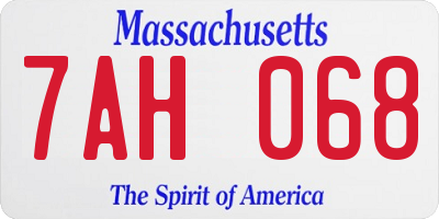 MA license plate 7AH068