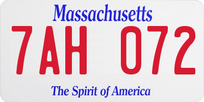 MA license plate 7AH072