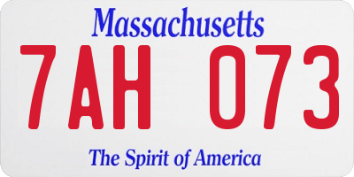 MA license plate 7AH073