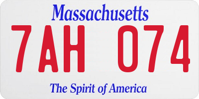 MA license plate 7AH074