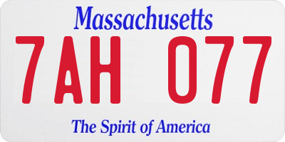 MA license plate 7AH077