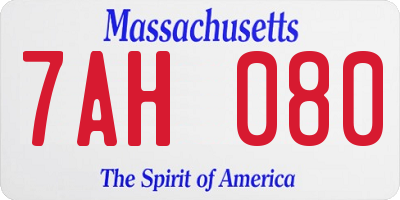 MA license plate 7AH080