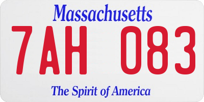 MA license plate 7AH083