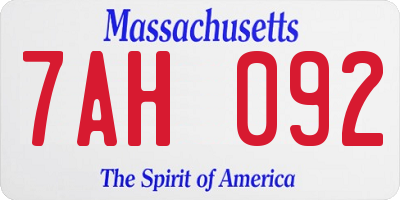 MA license plate 7AH092