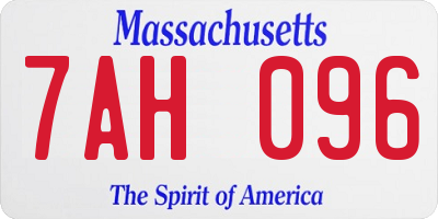 MA license plate 7AH096
