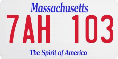 MA license plate 7AH103
