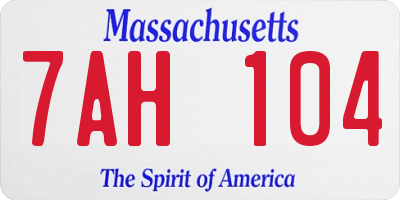 MA license plate 7AH104