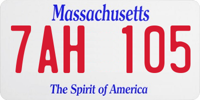 MA license plate 7AH105