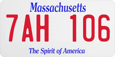 MA license plate 7AH106