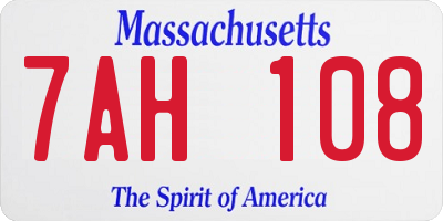 MA license plate 7AH108