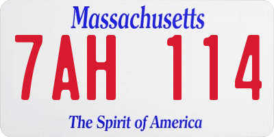 MA license plate 7AH114