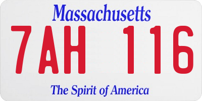 MA license plate 7AH116