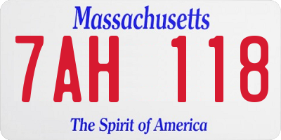 MA license plate 7AH118