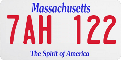 MA license plate 7AH122