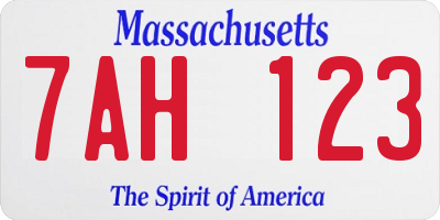 MA license plate 7AH123