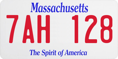 MA license plate 7AH128