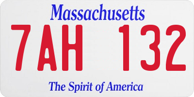 MA license plate 7AH132