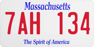 MA license plate 7AH134
