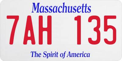 MA license plate 7AH135