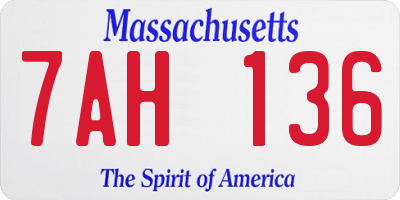 MA license plate 7AH136