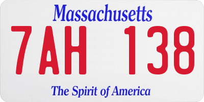MA license plate 7AH138