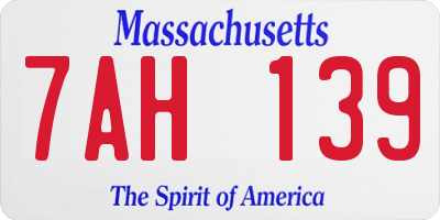 MA license plate 7AH139