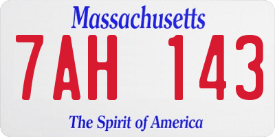 MA license plate 7AH143