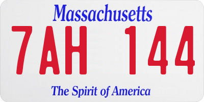 MA license plate 7AH144