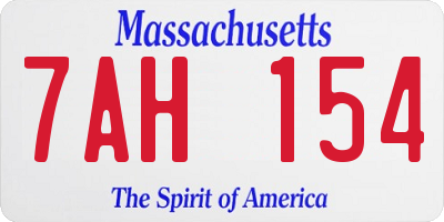 MA license plate 7AH154