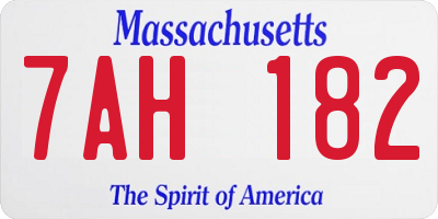 MA license plate 7AH182