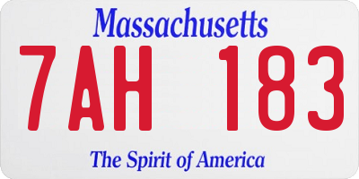 MA license plate 7AH183