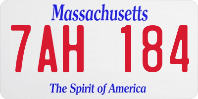 MA license plate 7AH184