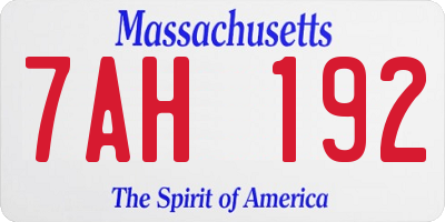 MA license plate 7AH192