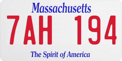 MA license plate 7AH194
