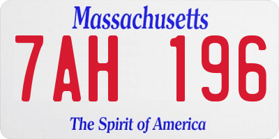 MA license plate 7AH196